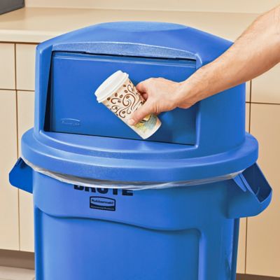 Rubbermaid Roughneck Blaze Blue Non-Wheeled Trash Can with Lid