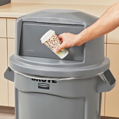 Rubbermaid Commercial Products BRUTE 32-Gallons Gray Plastic Trash Can with  Lid in the Trash Cans department at