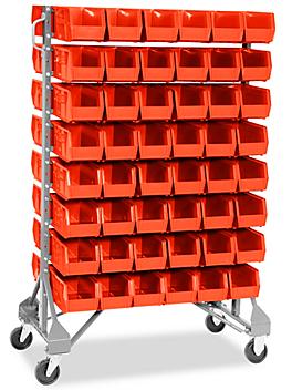 Standard Mobile Stackable Bin Organizer - 11 x 5 1/2 x 5" Red Bins H-1489R