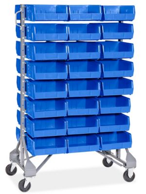  Support de rangement mobile standard pour bacs empilables avec bacs de 11 x 11 x 5 po