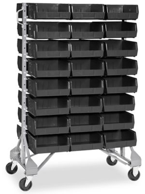 Standard Mobile Stackable Bin Organizer - 11 x 11 x 5" Black Bins H-1490BL