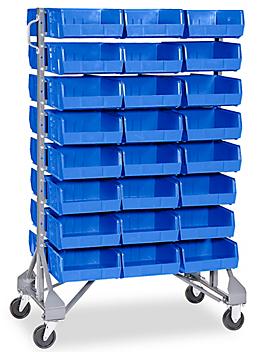 Standard Mobile Stackable Bin Organizer - 11 x 11 x 5" Blue Bins H-1490BLU