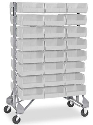 Standard Mobile Stackable Bin Organizer - 11 x 11 x 5" Clear Bins H-1490C