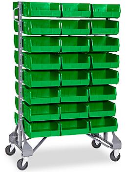 Standard Mobile Stackable Bin Organizer - 11 x 11 x 5" Green Bins H-1490G