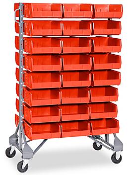 Standard Mobile Stackable Bin Organizer - 11 x 11 x 5" Red Bins H-1490R