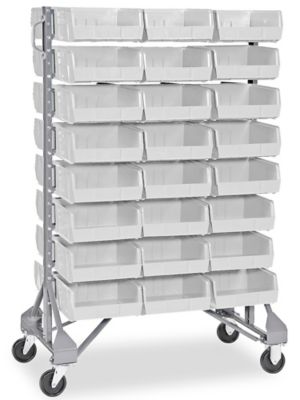 Standard Mobile Stackable Bin Organizer - 11 x 11 x 5" White Bins H-1490W