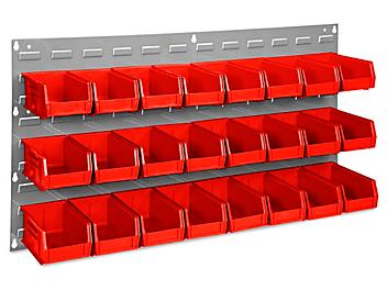 Wall Mount Panel Rack - 36 x 19" with 7 1/2 x 4 x 3" Red Bins H-1493R