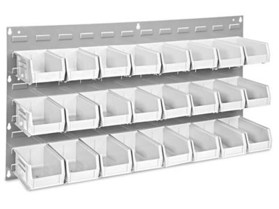 Wall Mount Panel Rack - 36 x 19" with 7 1/2 x 4 x 3" White Bins H-1493W