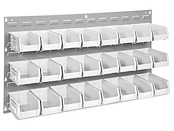 Wall Mount Panel Rack - 36 x 19" with 7 1/2 x 4 x 3" White Bins H-1493W