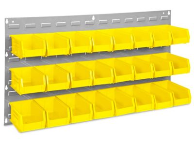 Wall Mount Panel Rack - 36 x 19 with 11 x 5 1/2 x 5 Yellow Bins H-1494Y -  Uline