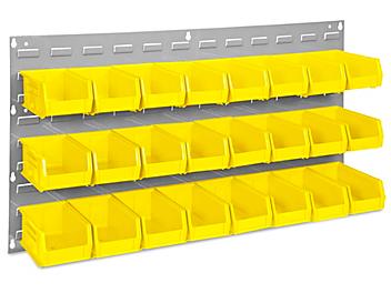 Wall Mount Panel Rack - 36 x 19" with 7 1/2 x 4 x 3" Yellow Bins H-1493Y