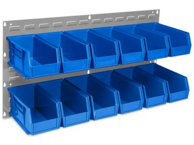 Wall Mount Panel Rack - 36 x 19" with 11 x 5 1/2 x 5" Blue Bins H-1494BLU