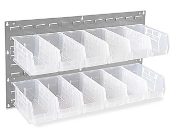 Wall Mount Panel Rack - 36 x 19" with 11 x 5 1/2 x 5" Clear Bins H-1494C