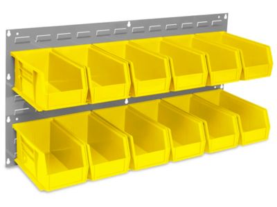 Wall Mount Panel Rack - 36 x 19" with 11 x 5 1/2 x 5" Yellow Bins H-1494Y