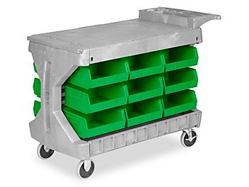 Bin Utility Cart - 11 x 11 x 5" Green Bins H-1497G