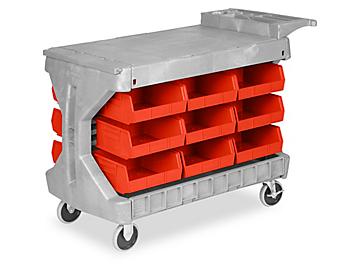 Bin Utility Cart - 11 x 11 x 5" Red Bins H-1497R