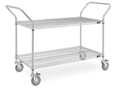 Chrome HeavyDuty Wire Cart 60 x 24 x 41", 2 Shelf H1518 Uline