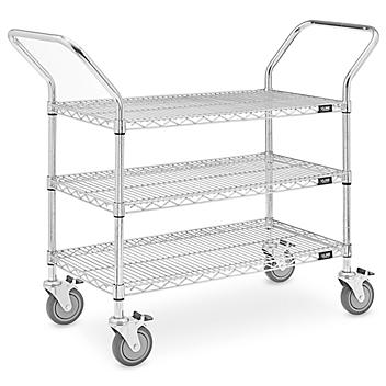 Chrome Heavy-Duty Wire Cart - 48 x 18 x 41", 3 Shelf H-1519