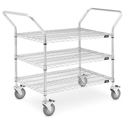 Chrome Heavy-Duty Wire Cart - 48 x 24 x 41", 3 Shelf H-1520
