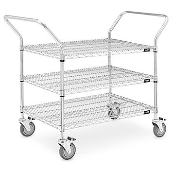 Chrome Heavy-Duty Wire Cart - 48 x 24 x 41", 3 Shelf H-1520