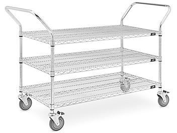 Chrome Heavy-Duty Wire Cart - 60 x 24 x 41", 3 Shelf H-1521