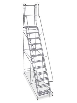 12 Step Rolling Safety Ladder - Unassembled with 20" Top Step H-1554-20