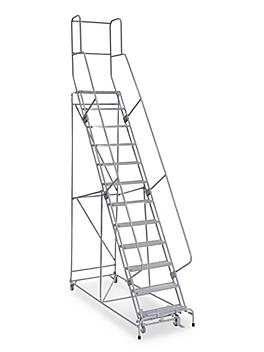 12 Step Rolling Safety Ladder - Assembled with 10" Top Step H-1554A-10