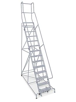 14 Step Rolling Safety Ladder - Unassembled with 10" Top Step H-1556-10