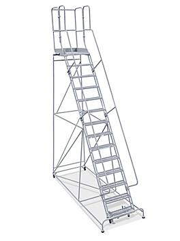14 Step Rolling Safety Ladder - Unassembled with 20" Top Step H-1556-20
