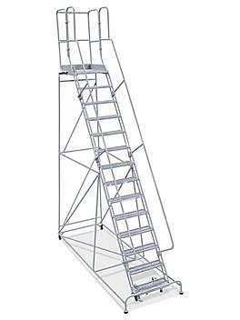 14 Step Rolling Safety Ladder - Unassembled with 30" Top Step H-1556-30