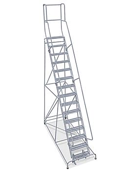 15 Step Rolling Safety Ladder - Unassembled with 10" Top Step H-1557-10