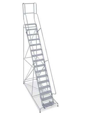 16 Step Rolling Safety Ladder - Unassembled with 10" Top Step H-1558-10
