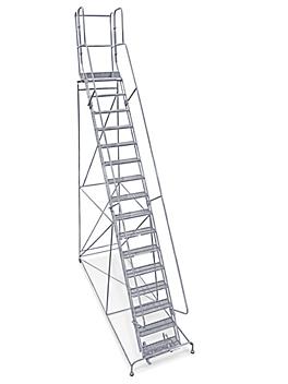 16 Step Rolling Safety Ladder - Unassembled with 20" Top Step H-1558-20
