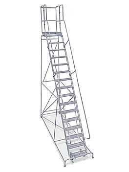 16 Step Rolling Safety Ladder - Unassembled with 30" Top Step H-1558-30