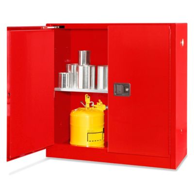 Flammable Storage Cabinet - Standard, Self-Closing Doors, Red, 30 Gallon H-1563S-R