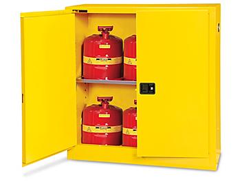 Standard Flammable Storage Cabinet - Self-Closing Doors, Yellow, 30 Gallon H-1563S-Y