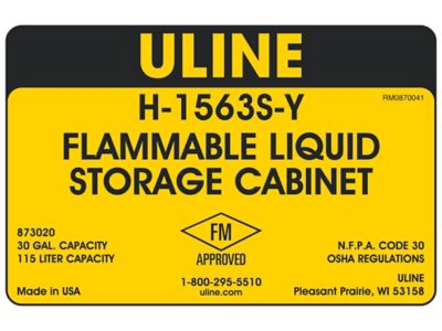 Flammable Storage Cabinet - Standard, Self-Closing Doors, Yellow