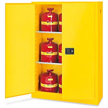 Standard Flammable Storage Cabinet - Manual Doors, Yellow, 45 Gallon H-1564M-Y