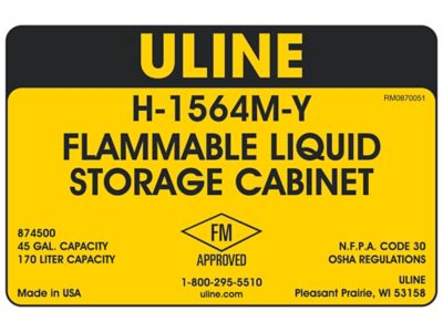 Flammable Storage Cabinet - Standard, Manual Doors, Yellow, 45