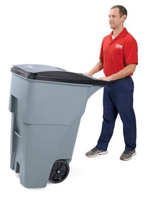 ULINE Trash Can with Wheels - 95 Gallon, Black - H-7938BL