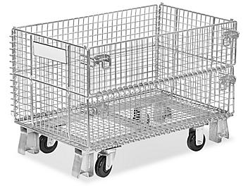 Collapsible Wire Container with Casters - 32 x 20 x 22" H-1615