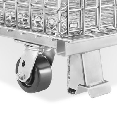 Collapsible Wire Container with Casters - 48 x 40 x 37 1/2"