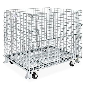 Collapsible Wire Container with Casters - 48 x 40 x 43 1/2" H-1734