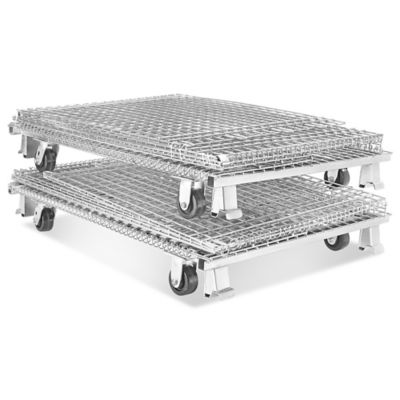 Collapsible Wire Container with Casters - 48 x 40 x 43 1/2