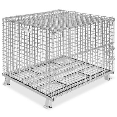 Collapsible Wire Container with Lid - 48 x 40 x 36 1/2" H-1735