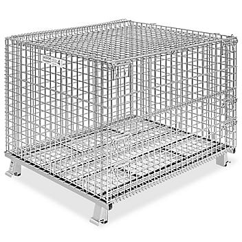 Collapsible Wire Container with Lid - 48 x 40 x 36 1/2" H-1735