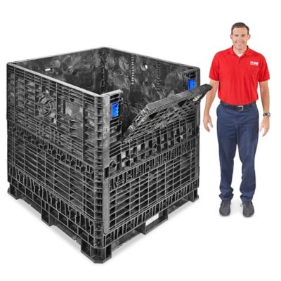 Collapsible Bulk Container - 48 x 45 x 50", 1,500 lb Capacity, Black H-1737BL