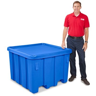 Bulk Container with Lid 45 x 45 x 33", Blue H1739BLU Uline
