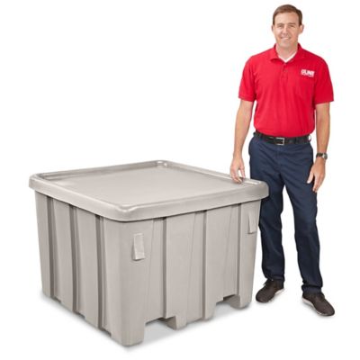 SHIP SHAPE Bulk Container: 27.5 cu ft, 45 in x 45 in x 33 in, Includes Lid,  2-Way Entry, Stackable