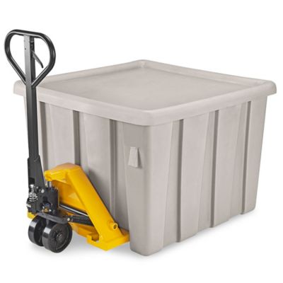 SHIP SHAPE Bulk Container: 27.5 cu ft, 45 in x 45 in x 33 in, Includes Lid,  2-Way Entry, Stackable